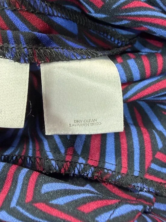 Anne Klein Geometric Print Sleeveless Shirt Dress Medium Blue Red - Picture 11 of 11